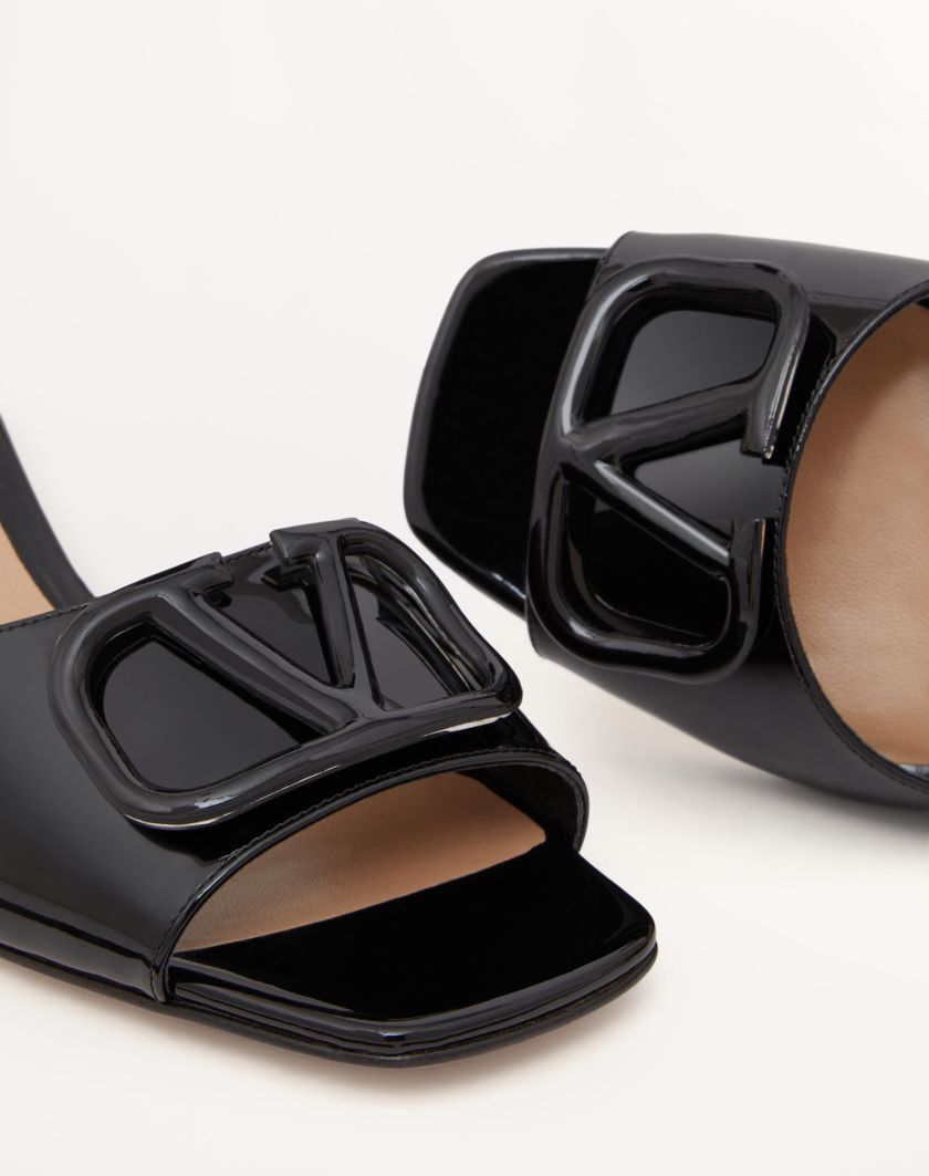 VLOGO SIGNATURE PATENT LEATHER SLIDE SANDAL 60MM - Image 2
